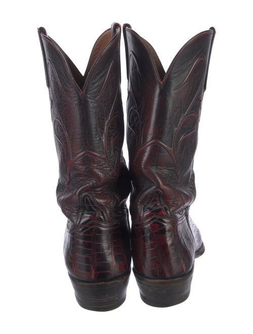 Lucchese Crocodile Distressed Accents Western Boots