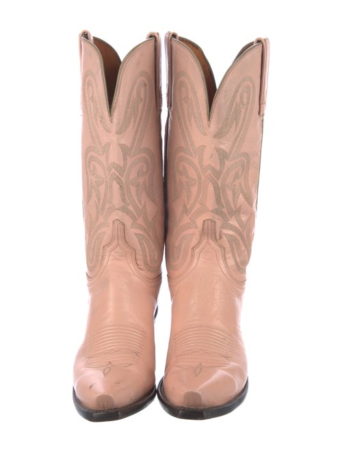 Lucchese Leather Colorblock Pattern Western Boots