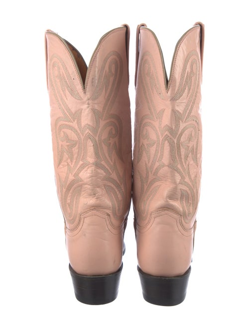 Lucchese Leather Colorblock Pattern Western Boots