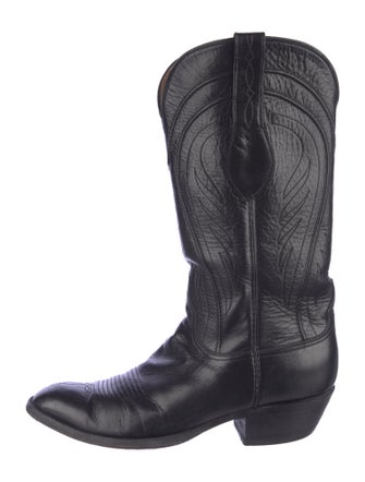 Lucchese Leather Embroidered Accent Western Boots