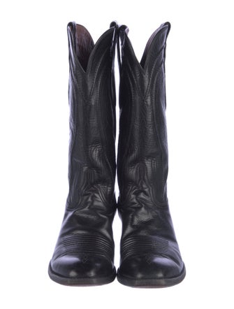 Lucchese Leather Embroidered Accent Western Boots