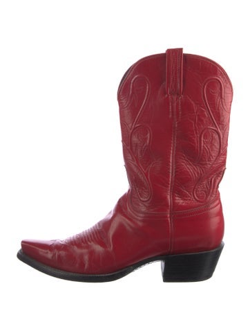 Lucchese Boots Leather Embroidered Accent Western 10.5