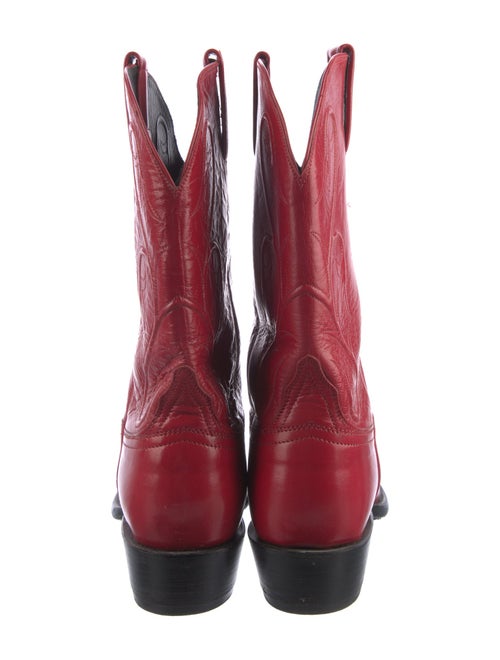 Lucchese Leather Embroidered Accent Western Boots