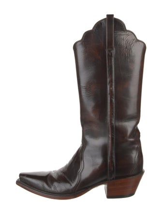 Lucchese Leather Colorblock Pattern Western Boots