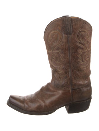 Lucchese Leather Embroidered Accent Western Boots