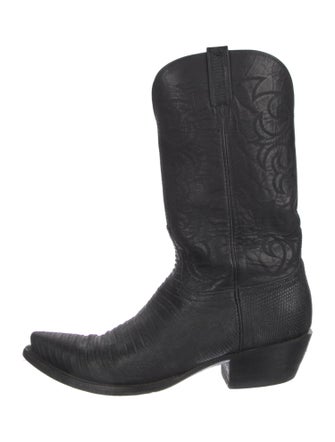Lucchese Leather Embroidered Accent Western Boots