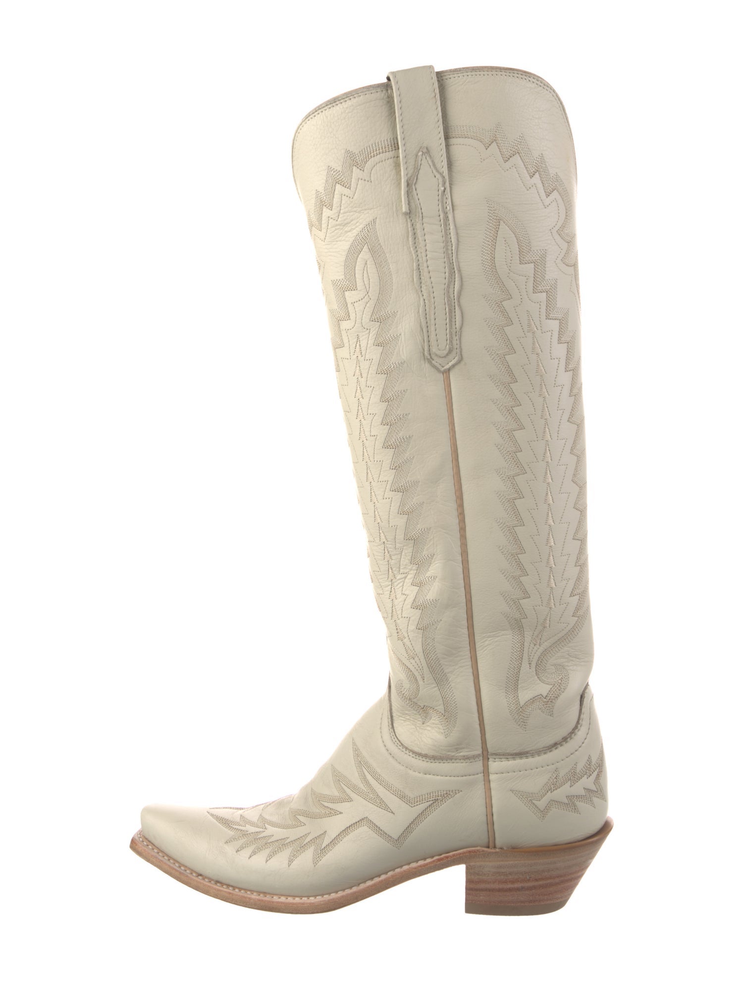 Lucchese Leather Embroidered Accent Riding Boots