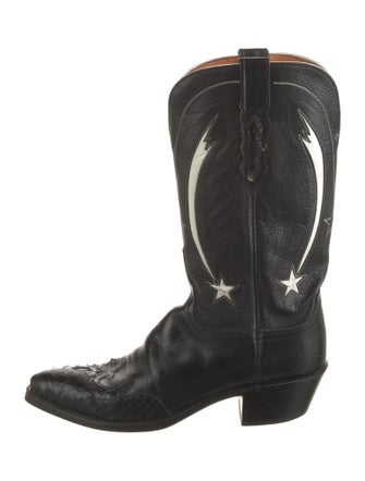 Lucchese Leather Embroidered Accent Western Boots