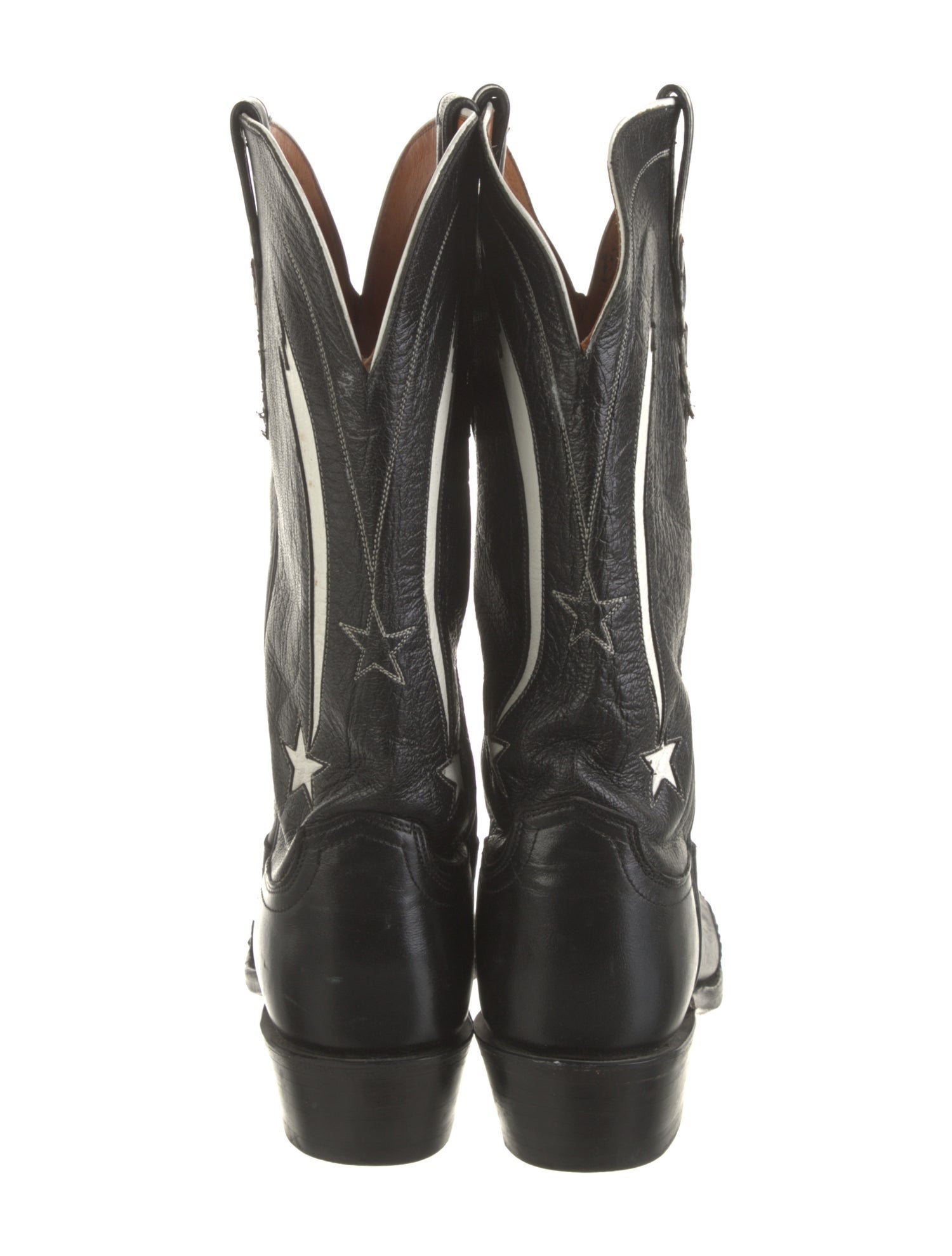 Lucchese Leather Embroidered Accent Western Boots