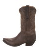 Lucchese Leather Embroidered Accent Western Boots