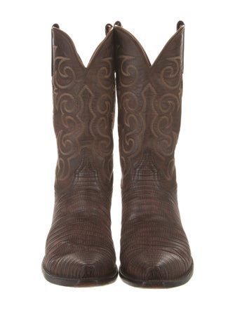 Lucchese Leather Embroidered Accent Western Boots