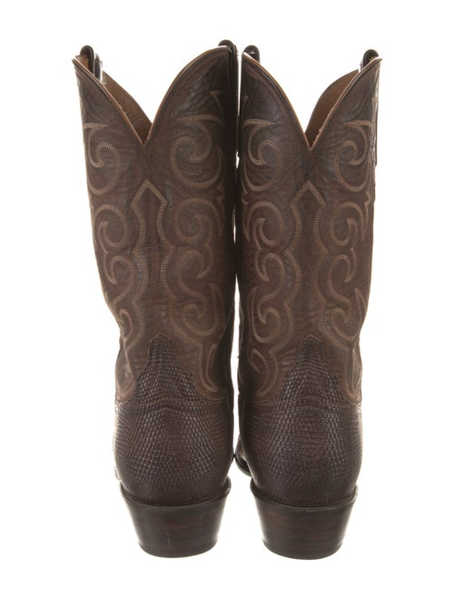Lucchese Leather Embroidered Accent Western Boots