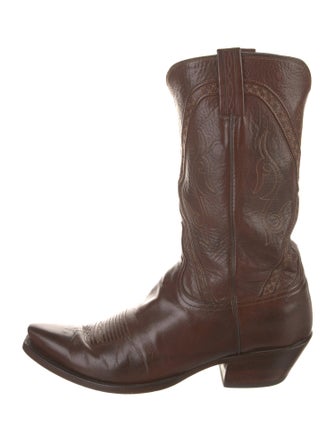 Lucchese Leather Embroidered Accent Western Boots