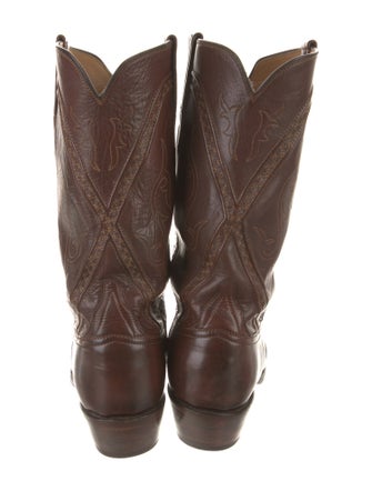 Lucchese Leather Embroidered Accent Western Boots