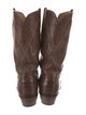 Lucchese Leather Embroidered Accent Western Boots