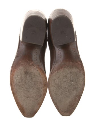 Lucchese Leather Embroidered Accent Western Boots