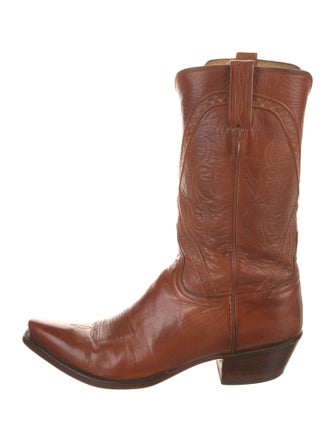 Lucchese Leather Embroidered Accent Western Boots