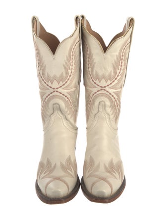 Lucchese Leather Embroidered Accent Western Boots