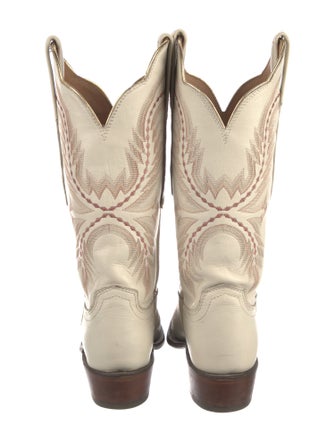 Lucchese Leather Embroidered Accent Western Boots
