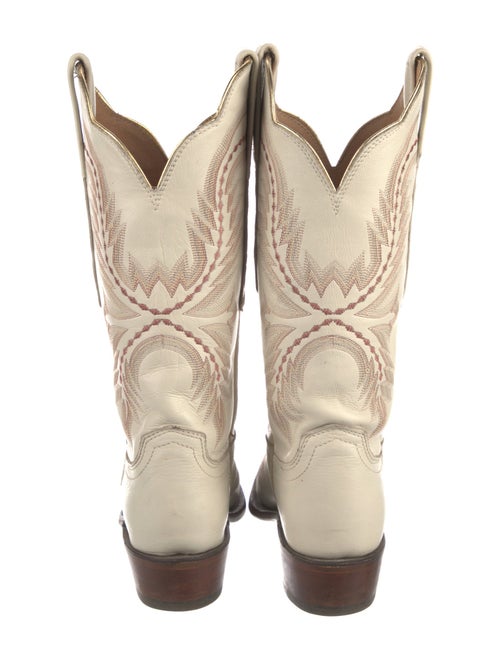 Lucchese Leather Embroidered Accent Western Boots