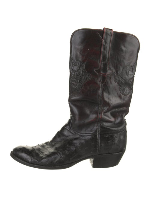 Lucchese Leather Embroidered Accent Western Boots
