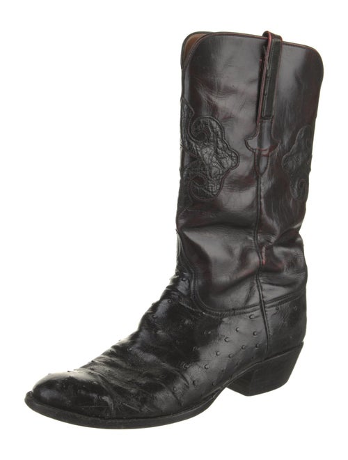 Lucchese Leather Embroidered Accent Western Boots