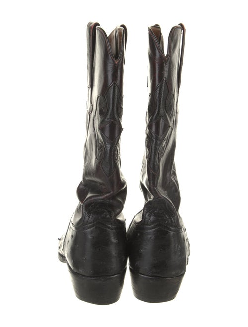 Lucchese Leather Embroidered Accent Western Boots