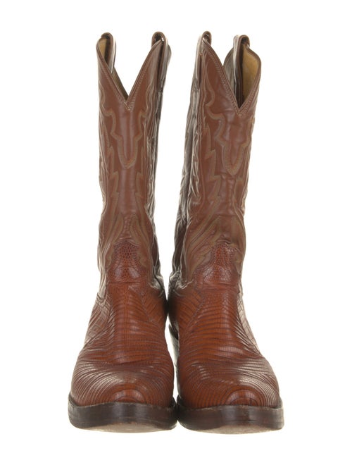 Lucchese Leather Embroidered Accent Western Boots