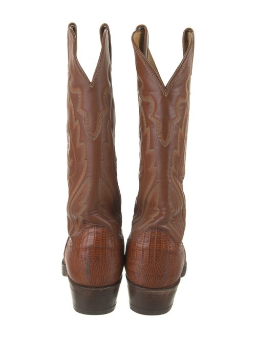 Lucchese Leather Embroidered Accent Western Boots