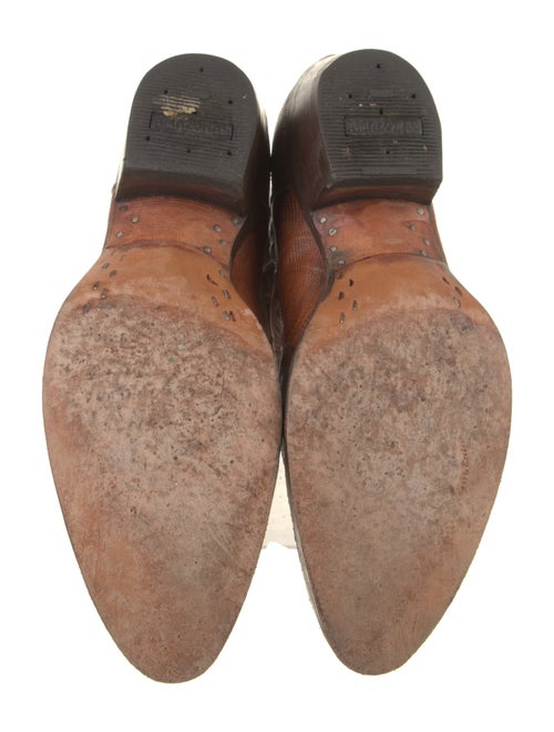 Lucchese Leather Embroidered Accent Western Boots