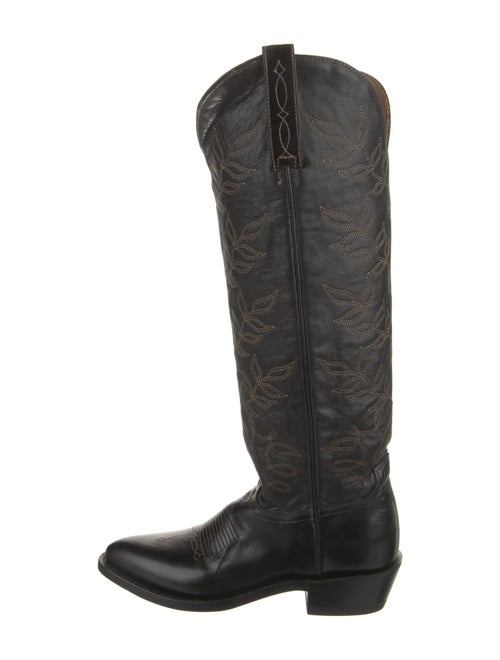 Lucchese Leather Embroidered Accent Riding Boots