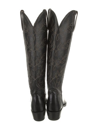 Lucchese Leather Embroidered Accent Riding Boots