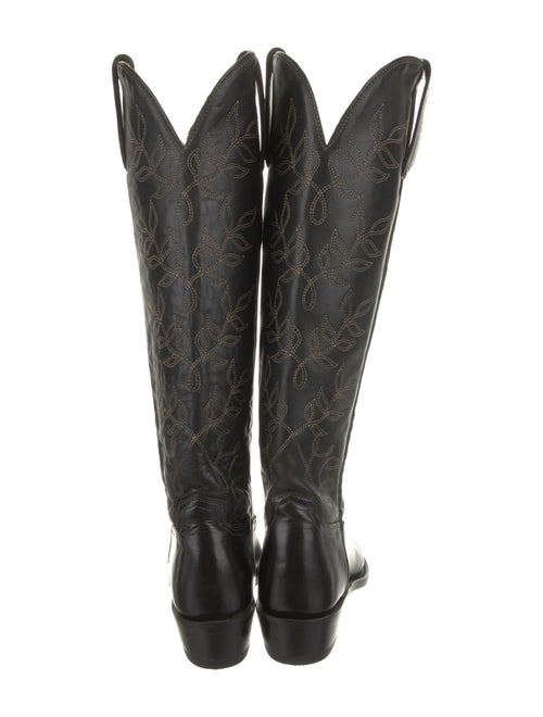 Lucchese Leather Embroidered Accent Riding Boots