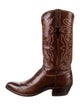 Lucchese Leather Embroidered Accent Western Boots