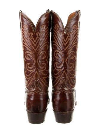 Lucchese Leather Embroidered Accent Western Boots