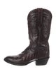 Lucchese Leather Embroidered Accent Western Boots