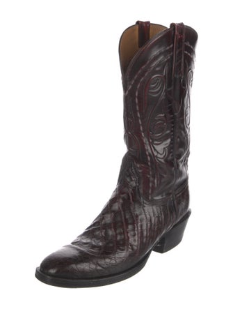 Lucchese Leather Embroidered Accent Western Boots