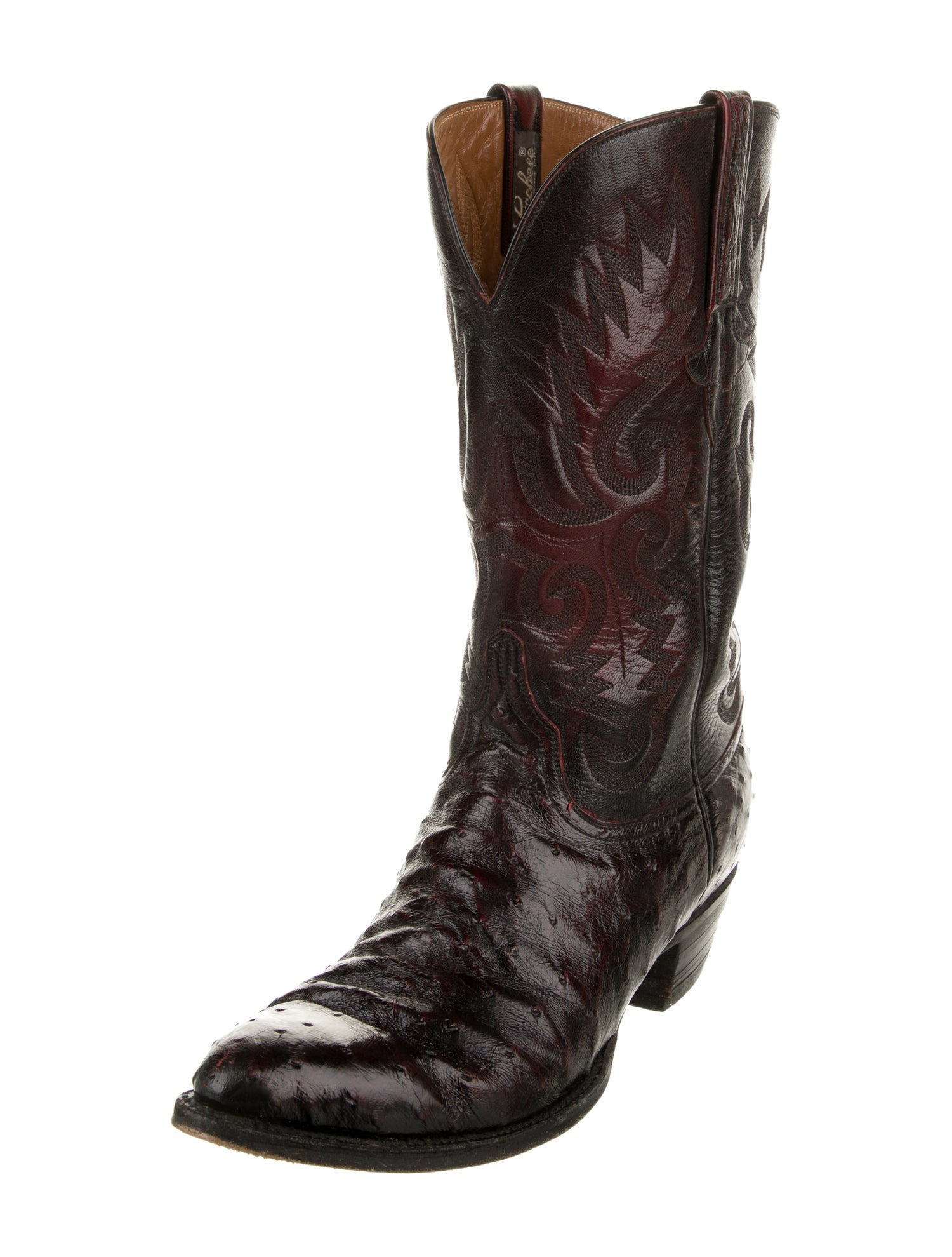 Lucchese Ostrich Embroidered Accent Western Boots