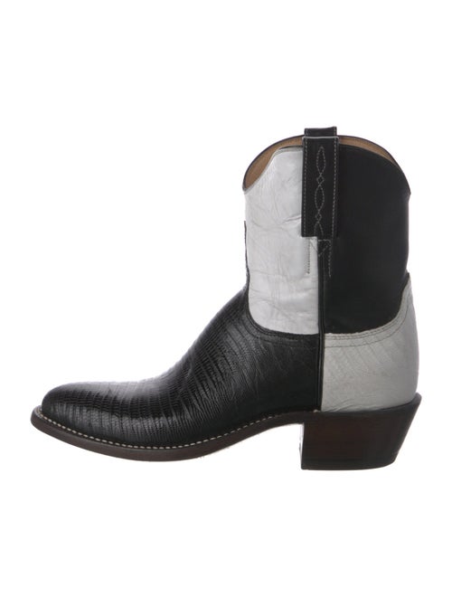 Lucchese Leather Colorblock Pattern Western Boots