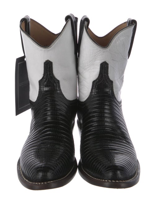 Lucchese Leather Colorblock Pattern Western Boots