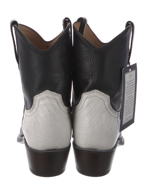 Lucchese Leather Colorblock Pattern Western Boots
