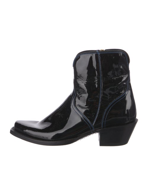 Lucchese Patent Leather Embroidered Accent Western Boots