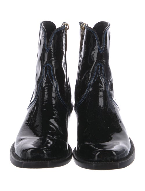 Lucchese Patent Leather Embroidered Accent Western Boots