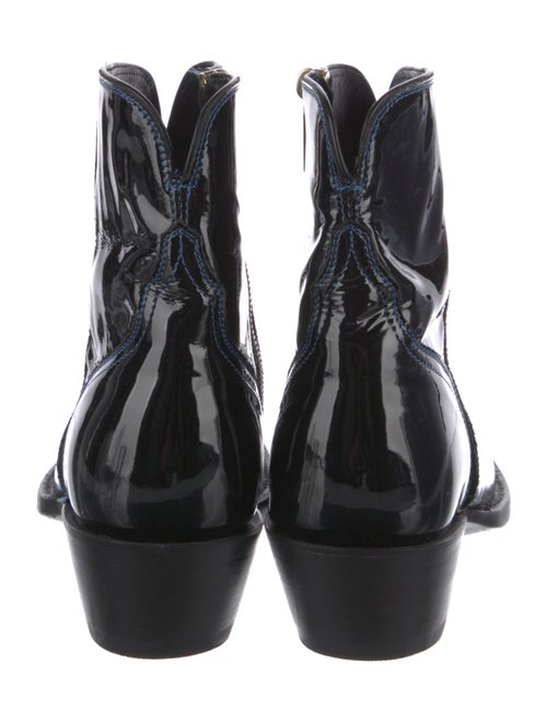 Lucchese Patent Leather Embroidered Accent Western Boots