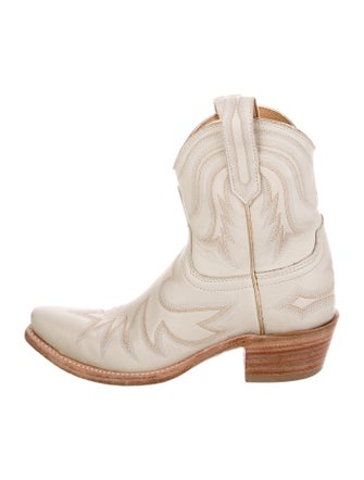 Lucchese Leather Colorblock Pattern Western Boots