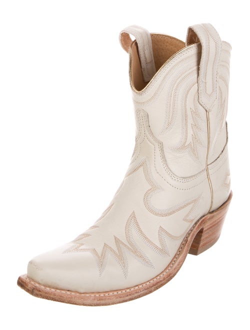 Lucchese Leather Colorblock Pattern Western Boots