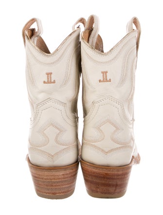 Lucchese Leather Colorblock Pattern Western Boots