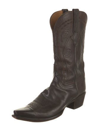 Lucchese Leather Embroidered Accent Western Boots