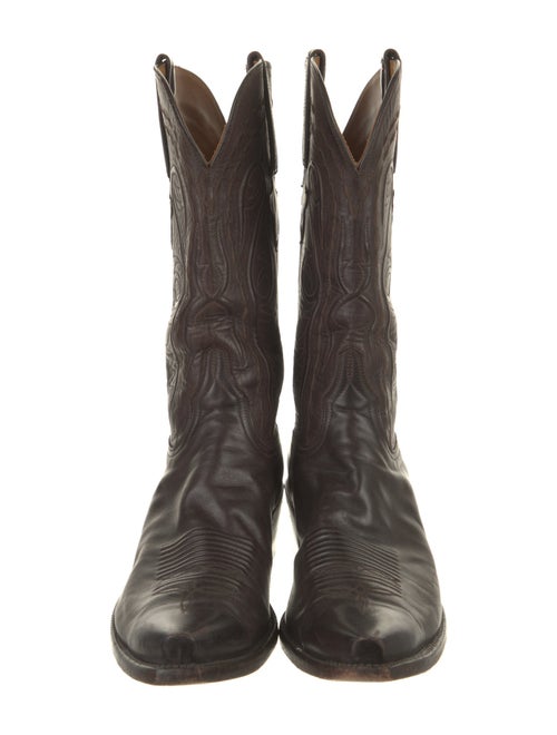 Lucchese Leather Embroidered Accent Western Boots