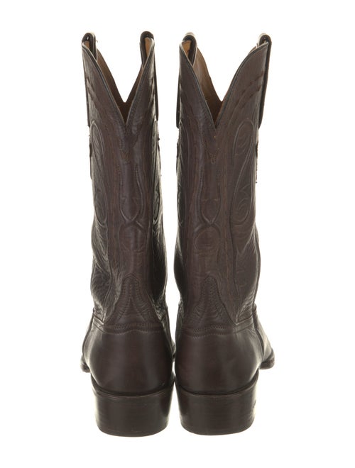 Lucchese Leather Embroidered Accent Western Boots
